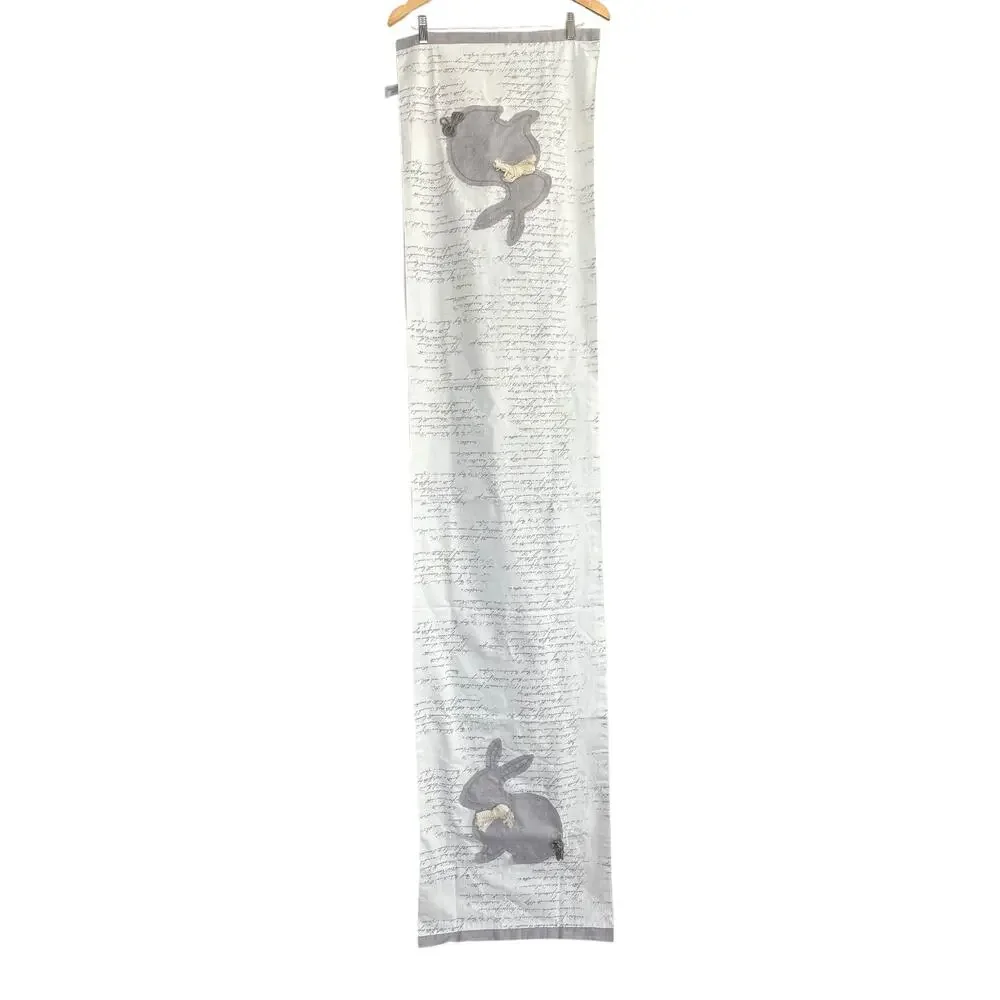 Bunny Boulevard Table Runner Gray Bunny Appliqué & Script Print 16